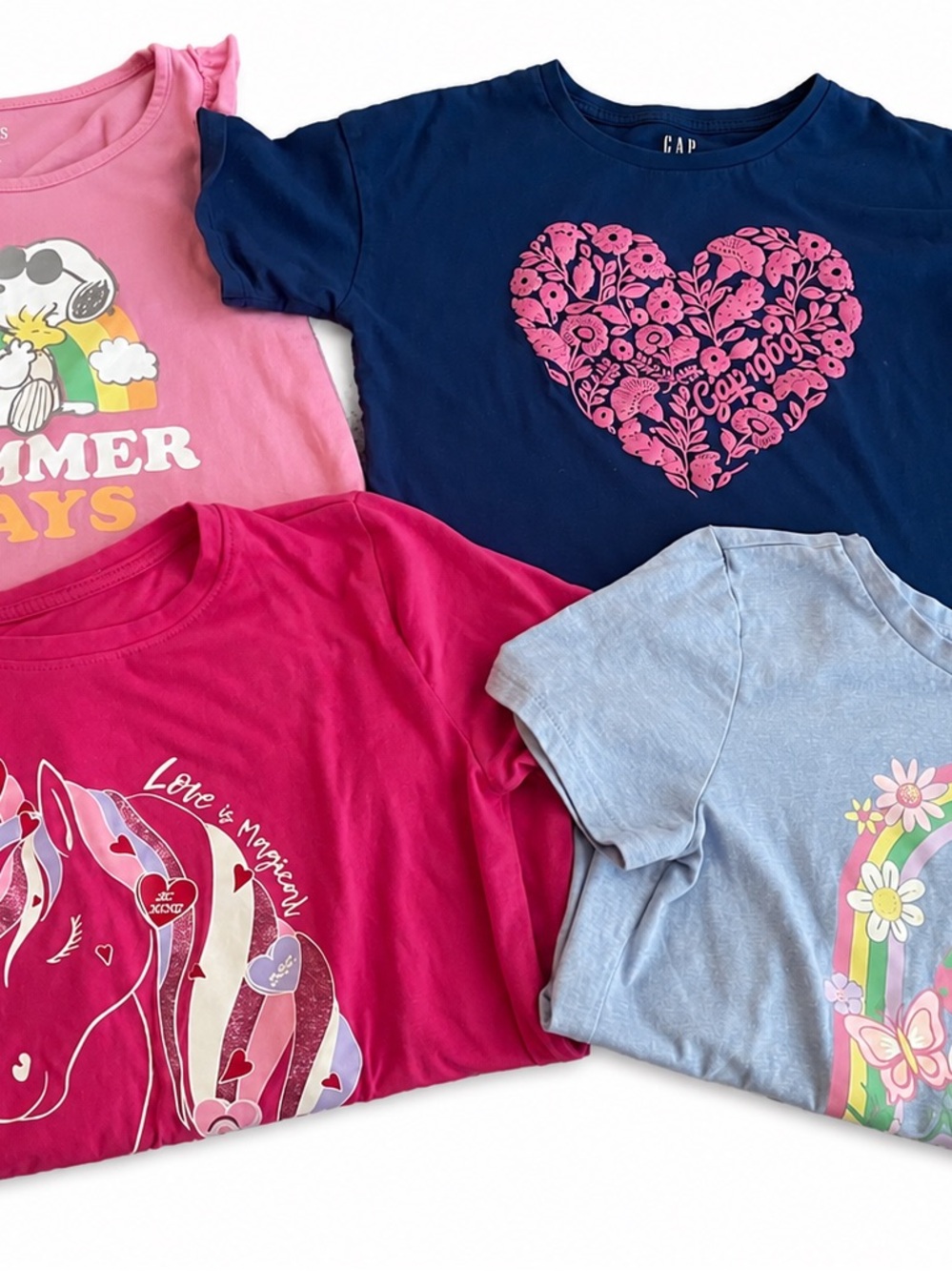 GAP Girls Navy Blue Heart Graphic Tee -Shirt Lot Size 10/12